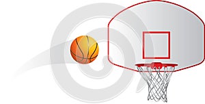 Isolated basketball and hoop photo