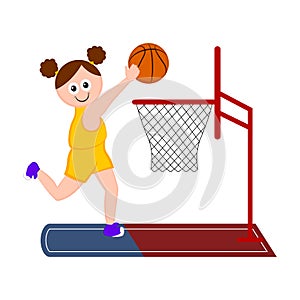 Isolated basketball player scoring a point