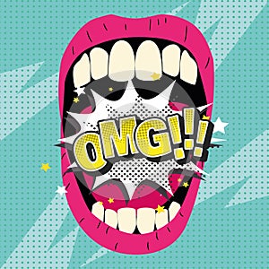 Isolated beautiful girl lips saying an expresssion comic style Vector