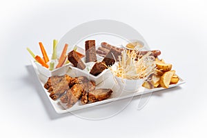 Isolated beer appetizer snack platter
