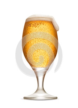 Isolated beer glass with foam and freshness bubbles