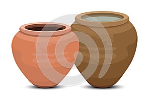 isolated big earthen jar with dipper for water vector design.