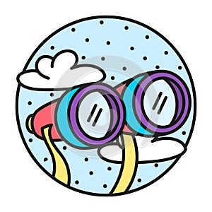 Isolated binoculars on a camping sticker