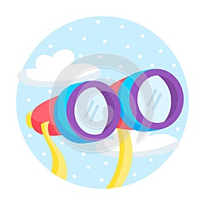 Isolated binoculars on a camping sticker