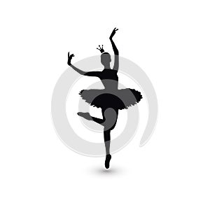 Isolated black ballerina silhouette icon