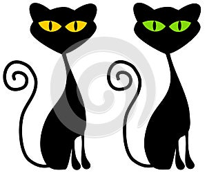 Isolated Black Cats Clip Art