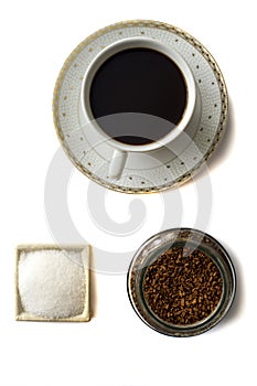 Isolated black coffee with ingredients