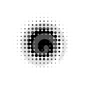 Isolated black color abstract round shape halftone dotted cartoon comics blot background, dots decorative elements