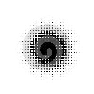 Isolated black color abstract round shape halftone dotted cartoon comics blot background, dots decorative elements
