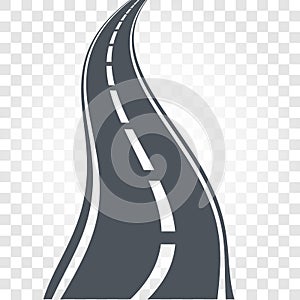 Isolated black color road or highway with dividing markings on checkered background vector illustration.