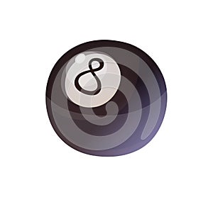 Isolated black eight ball, billiard game, vector