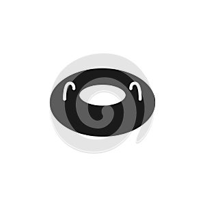 Isolated black icon of snow tubing on white background. Silhouette of snow tube. Logo flat design. Winter entertainment