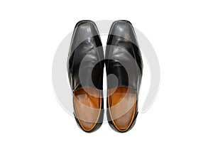Isolated black leather shoes
