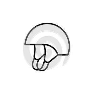 Isolated black line icon of snowboarding helmet on white background. Outline ski casque. Logo flat design. Winter mountain sport