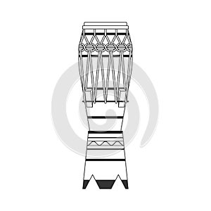 Isolated black outline decorative ornate atabaque on white background. Line brazilian musical instrument for bateria of capoeira. photo