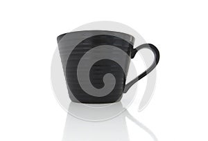 Isolated black porcelain cup on white background