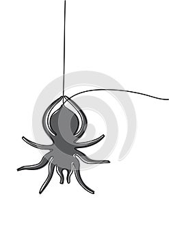 Isolated black spider in one line vector for Halloween
