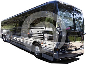 Isolated Black Tour Charter Bus.