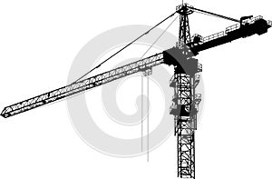 Isolated black tower crane