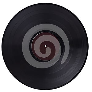 Isolated Black Vinyl Record with Blank White Label