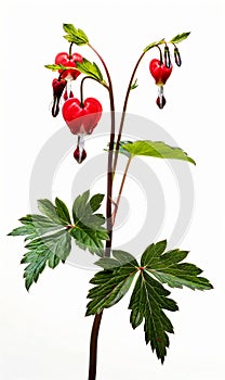 Isolated Bleeding heart flowers on white background