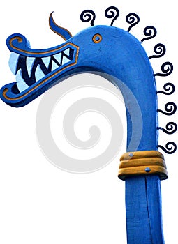 Isolated blue and azure Viking Ship Dragon Head