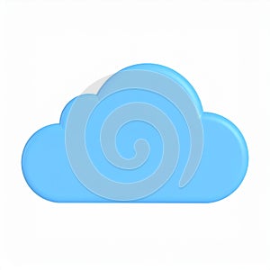 Isolated blue cartoon cloud rendering element on transparent background