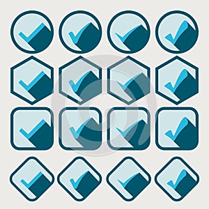 Isolated blue checkmark in a white background.