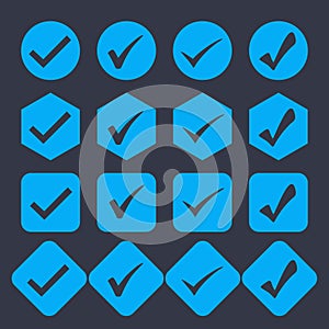 Isolated blue checkmark in a white background.