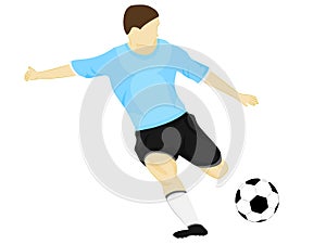 Isolated blue dress soccer player shooting vector