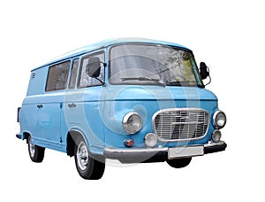 Isolated blue minivan