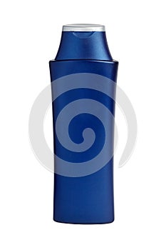 Isolated blue shampoo bottle