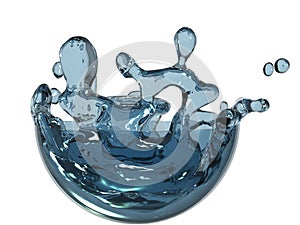 Isolated blue watersplash in round glass
