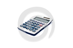 Isolated blue and white calculator for accounts, business, education etc with solar power