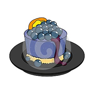 Isolated blueberries pudding Gourmet dessert Sweet food Vector