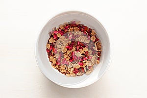 isolated bowl with mixed fruit and cereals