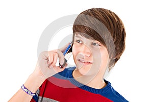 Isolated boy constantly on phone