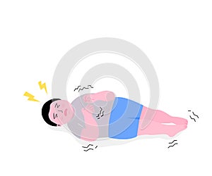 Isolated of a boy with epileptic seizures, flat vector illustration photo