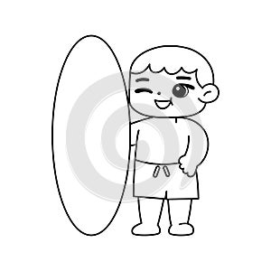 Isolated boy surf beach draw vector illustration