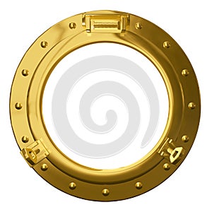 Isolated brass porthole