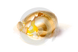 Isolated broken golden egg