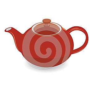 Isolated Brown Clay Tea Pot, Vector Illustration