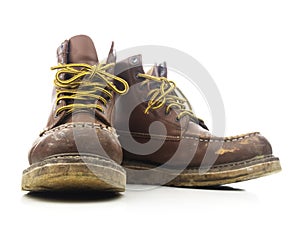 Isolated Brown Construction Work Boots