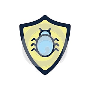 Isolated bug inside shield flat style icon vector design