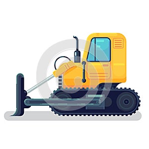 Isolated bulldozer icon. flat cartoon style vector illustration.