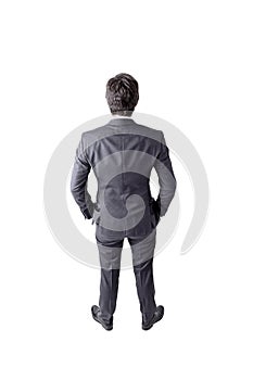 Isolated businessman rear view