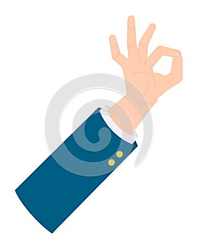 Isolated businessman s hand show ok sign, hand showing okey symbol, isolated person s hand gesturing