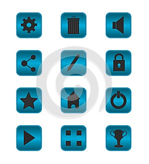 Isolated button of game and mobile app icon set