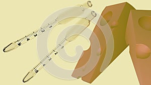 isolated Butyrometers and 2 slice of cheese