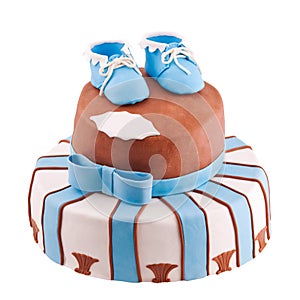 Isolated cake with baby bootee